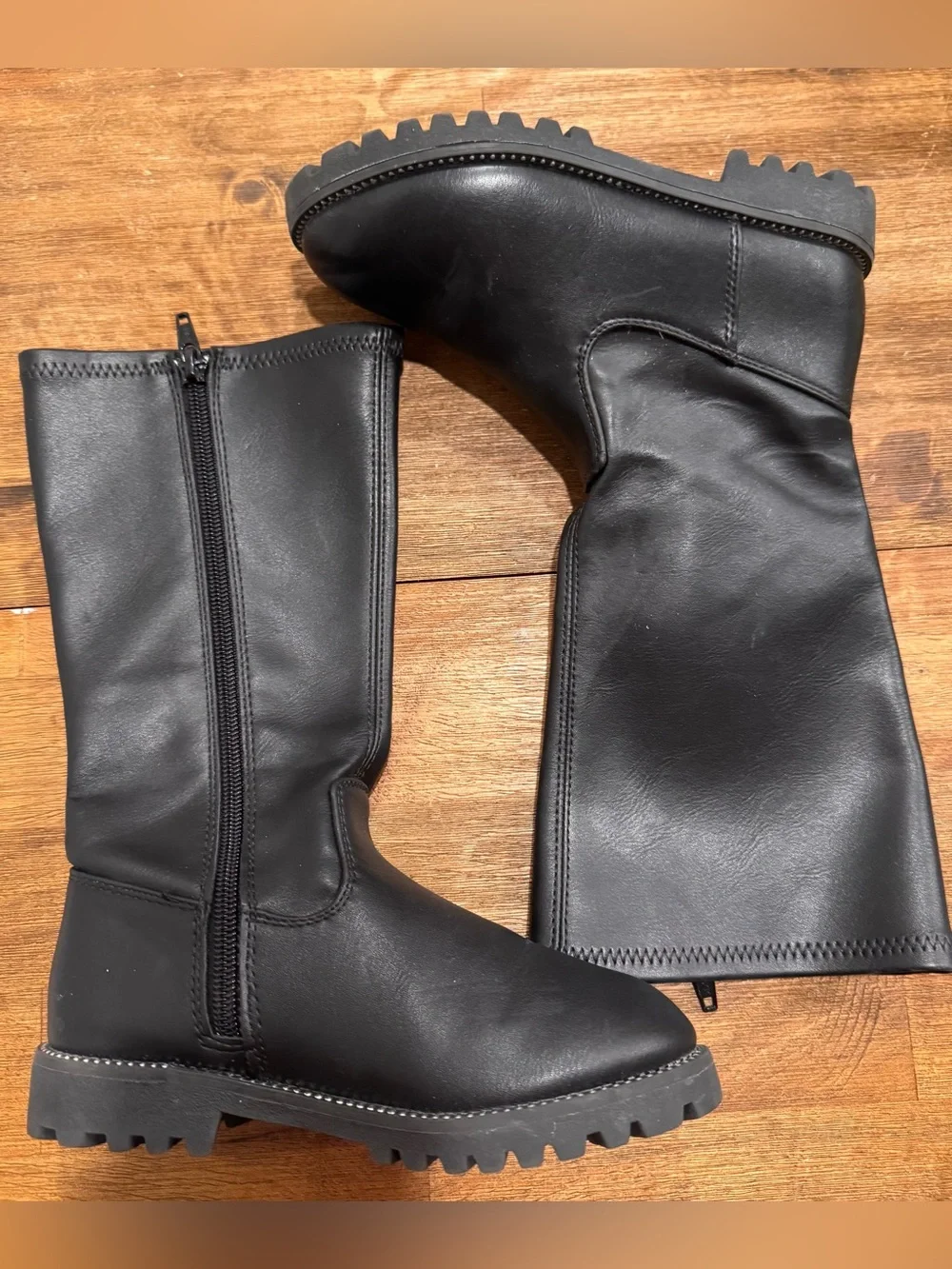 Kid's Girls size 12 Black Mid-Calf Zip Boots — perfect for fall & winter.